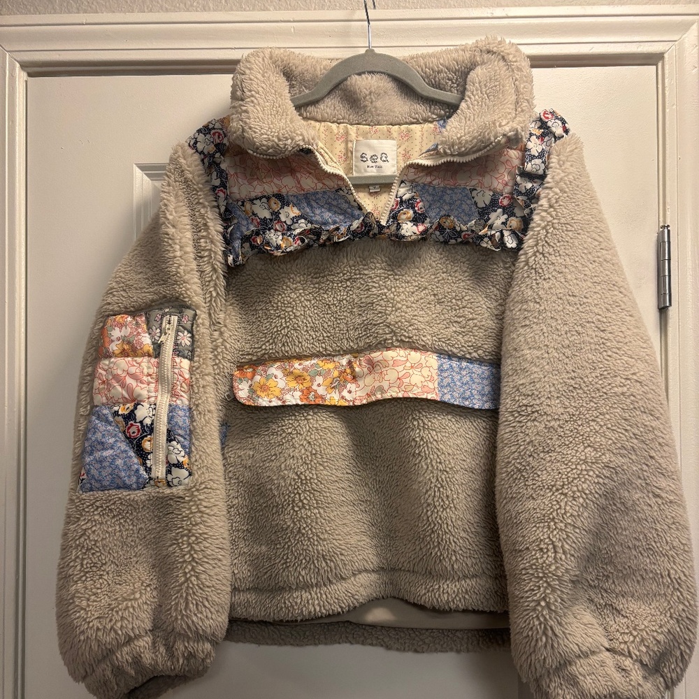 Sea NY Sydney Patchwork Teddy Pullover Womens siz… - image 1